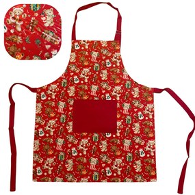 Kuchynská zástera bavlnená Vianočná Christmas červená TiaHome