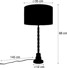 Stolná lampa bronzová s zamatovým tienidlom taupe 35cm - Pisos