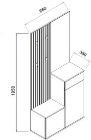 Predsieňová stena Simple, dub artisan/antracit