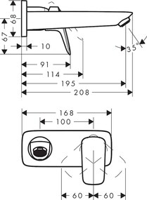 Hansgrohe Logis, umývadlová batéria pod omietku, výtok 195 mm, čierna matná, HAN-71220670