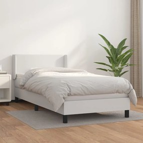 Boxspring posteľ s matracom biela 100x200 cm umelá koža 3130644