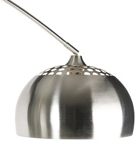 Oceľová oblúková stojaca lampa s bielym mramorovým podstavcom s oceľovým tienidlom - Arc XXL