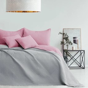 AmeliaHome Prehoz na posteľ Softa palepink - pearlsilver, 220 x 240