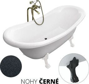 Besco Voľne stojaca vaňa zo sanitárneho kompozitu Amelia Glam G 190x77 bez prepadu BESCO-Typ výpuste: Click-Clack bez prepadu, čierna matná, BESCO-Nô…