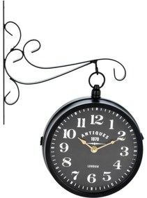 Kovové nástenné hodiny Clemente čierna, 29 x 9 x 39 cm