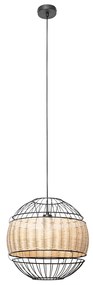 Orientálne závesné svietidlo čierne s ratanom 38 cm - Emir