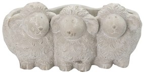 Šedý kvetináč s ovciami - Ø  26*20*12 cm
