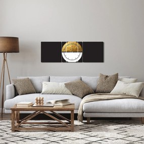 Obraz - Abstrakcia zlatá a čierna N⁰1 (s hodinami) (90x30 cm)