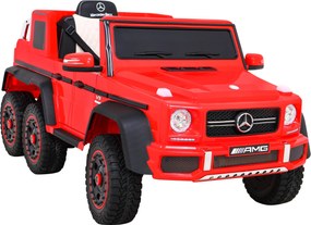 Ramiz Mercedes G63 AMG Auto na batérie Červené + diaľkové ovládanie + 6 EVA kolies + pomalý štart + MP3 LED