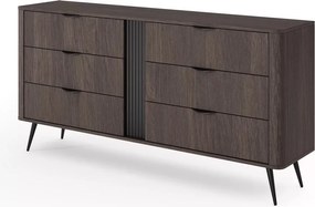 Komoda Edrin 163 cm so zásuvkami - dub dunin / čierna