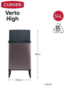 Ružový dotykový odpadkový kôš z recyklovaného plastu 54 l Verto High – Curver