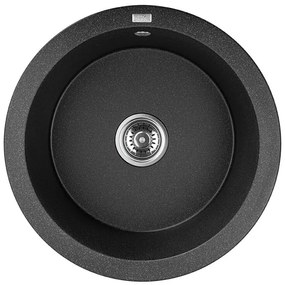 Laveo Dafne, 1-komorový granitový drez 510x510x205 mm, čierna škvrnitá, LAV-SBD_788Y