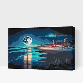 Gario Maľovanie podľa čísel Spln na pláži Rozmery: 120 x 80 cm, Rámovanie: S vnútorným rámom