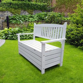 Tempo Kondela Záhradná lavica Amula s úložným priestorom, biela - 124 cm