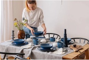 Tmavomodrá kameninová jedálenská súprava 16 ks Glosia - Bonami Selection