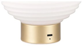 Stmievateľná LED stolová lampa v bielej a zlatej farbe so skleneným tienidlom (výška 14,5 cm) Earl – Trio