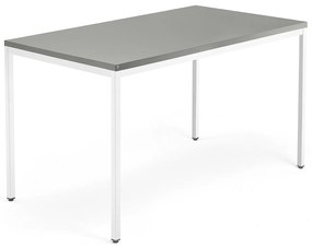 Kancelársky stôl QBUS, klasický rám, 1400x800 mm, biela, svetlošedá