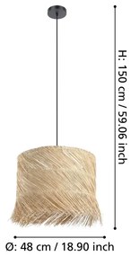 Eglo 390238 - Luster na lanku PAISANO 1xE27/40W/230V ratan