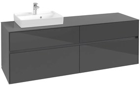 VILLEROY &amp; BOCH Collaro závesná skrinka pod umývadlo na dosku (umývadlo vľavo), 4 zásuvky, 1600 x 500 x 548 mm, Glossy Grey, C07800FP