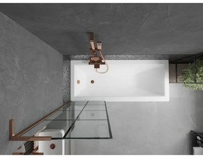 Mexen Next L, 1-krídlová vaňová zástena 60 x 150 cm, 6mm číre sklo-čierny vzor, ružové zlato profil, 895-060-000-03-77-60