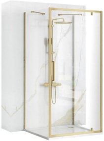 Rea Rapid Swing, 3-stenový sprchovací kút 90(dvere) x 80(stena) x 195 cm, 6mm číre sklo, zlatý matný profil, KPL-02520