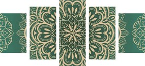 5-dielny obraz Mandala na tyrkysovom pozadí