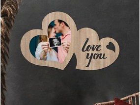 drevko Dizajnový fotorámik na stenu 2 srdcia Rozmer obrazu: 18 x 30,5 cm, Farba dekorácie: Čierna