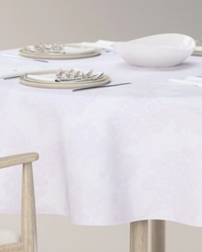 Obrus okrúhly farba produktu biela látka lesklá, zapletaná, vzorované