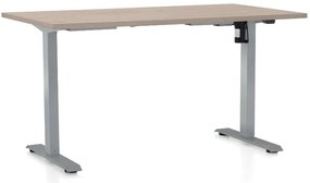 Výškovo nastaviteľný stôl OfficeTech A, 120 x 80 cm, sivá podnož, dub