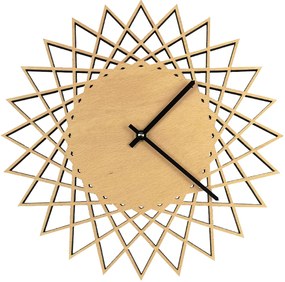 AMADEA Drevené hodiny nástenné v tvare slnka, masívne drevo, priemer 30 cm