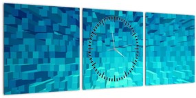 Obraz - abstraktné kocky (s hodinami) (90x30 cm)