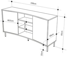 Komoda Houseland Frem 150 cm sivozelená