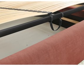 Oranžová čalúnená dvojlôžková posteľ s úložným priestorom s roštom 160x200 cm Vernon – Bobochic Paris