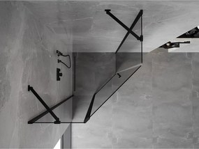 Mexen Mist, päťuholníkový sprchový kút výklopný 100 x 100 cm, číre sklo, čierny profil, 8A8-100-100-70-00