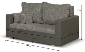Pohovka pre 2 osoby s funkciou spania LEO Sivá/sivá