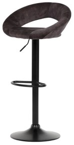 Stolička barová AUB-822 BR4 hnedá zamatová látka, čierna podnož