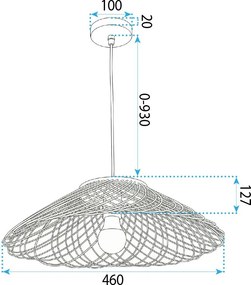 Toolight Natural, závesné stropné svietidlo 40cm, 1xE27, APP1946-1CP, prírodná hnedá-čierna, OSW-66076