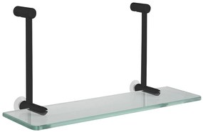 Sapho, Závesná sklenená polička na sprchovú zástenu 400x180x125mm, čierna mat, 1301-15B