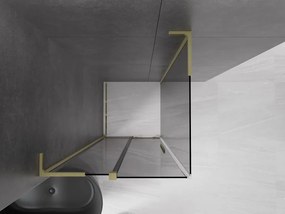 Mexen Velar L, sprchový kút s posuvnými dverami 90 x 90 cm, 8mm šedé sklo, zlatá matná, 871-090-090-43-55