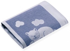 Kuchynská bavlnená utierka  Mačka v okne - modrá