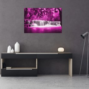 Obraz - fialový, vodopád (90x60 cm)