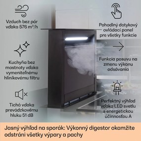 Klarstein Royal Flush Eco, digestor, 90 cm, 604 m³/h, A+