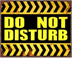 Čierno-žltá nástenná kovová ceduľa Do Not Disturb - 25*1*20 cm