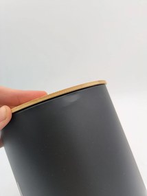 Orion 2. akosť - Plechová dóza na potraviny, čierna, s bambusovým vekom, 2,3l, HRUBÁ MÚKA