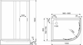 Novoterm Asymetrický sprchovací kút NV-Madera 100x80 ĽAVÝ chróm/potlač + vanička