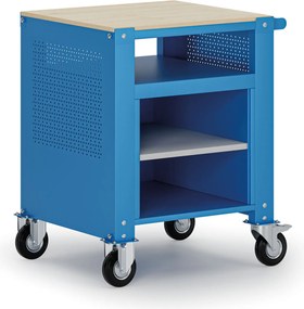 Pojazdný kontajner G9, 2 police, 675 x 595 x 865-1130 mm, sivá/modrá