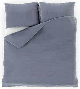 Posteľné saténové obliečky s prúžkom Tmavo sivé 200x200/2x70x90 cm