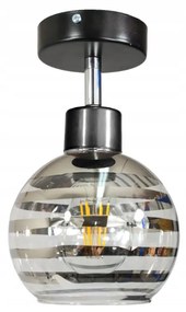 BERGE Sklenená LED závesná lampa 1xE27 - gulička s horizontálnymi pruhmi
