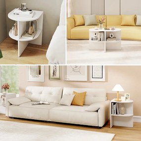 Polkruhový bočný stolík s otvorenými policami