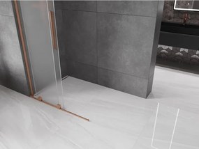 Mexen Velar L, posuvná sprchová zástena Walk-in 110 x 200 cm, 8mm sklo námraza, medená matná, 871-110-003-33-65